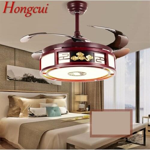 Hongcui Ceiling Fan Light Invisible Lamp With Remote Control Modern LED For Home Living Room