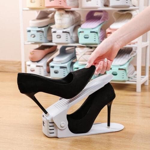 Durable Adjustable Shoe Organizer Footwear Support Slot Space Saving Cabinet Closet Stand Shoes Storage Rack Shoebox