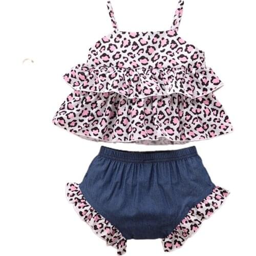 Pudcoco 0-24 Months Newborn Baby Toddler Kids Girls Sleeveless Ruffles Leopard Print Vest Top+Short Pants 2Pcs Outfit Set