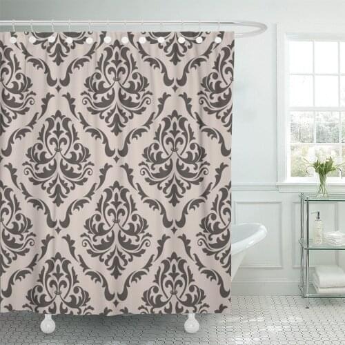 Gray Damask Floral Pattern for in Victorian Gallery Baroque Shower Curtain Waterproof Polyester Fabric 60 x 72 Inches Set