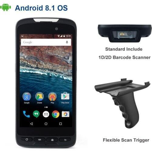Android 8.0 OS android PDA 4G Network IP65 Rugged Wireless NFC Reader Handheld 2D Barcode Scanner With Pistol Cradle