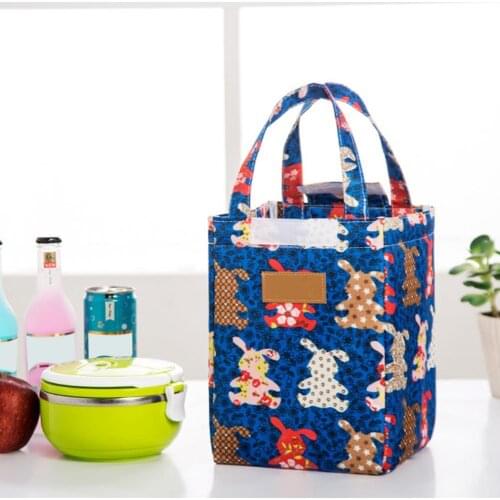 Food Cooler Bag Large Capacity Fastener Tape Flower Pattern Perfect Insulated Lunch Bag for Work Office Travel Outdoor Lunch Bag