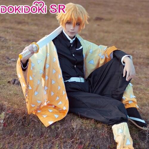 DokiDoki-SR Anime Demon Slayer: Kimetsu no Yaiba Cosplay Agatsuma Zenitsu Costume Men Cosplay Kimetsu no Yaiba Zenitsu