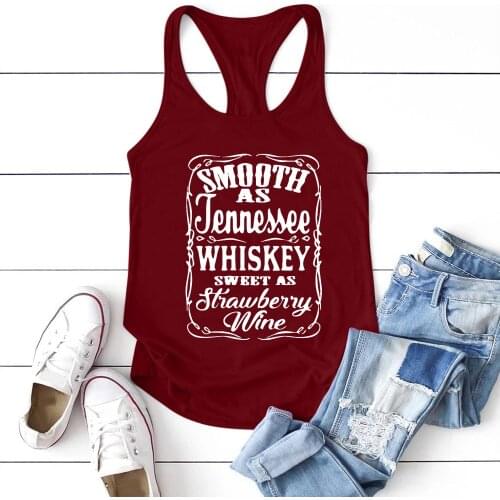 Smooth As Tennessee Whiskey Sweet As Strawberry Wine Tank Top Country Music Racerback Tank Women Whiskey Tank Top Vintage Tops