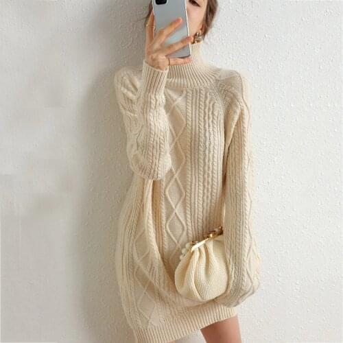 Turtleneck Knit Wool Cashmere Sweater Women Winter Pullover Europe United State Top So Bag Hip Sweater Long Sleeve Women Sweater