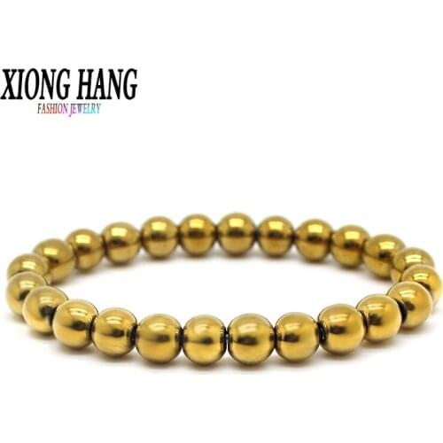 XiongHang 2018 Fashion New Men Jewelry 8mm Beads Hematite Bracelet For Women Men Charm Jewelry Gift A Piece Free Shipping