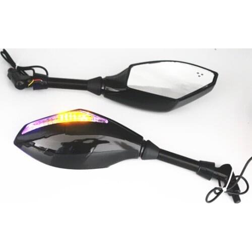 Motorcycle Integrated LED Turn Signal Mirrors For Kawasaki ZR1100K LX110 KLX650 Suzuki VX800 Boulevard Honda Cruiser Bikes