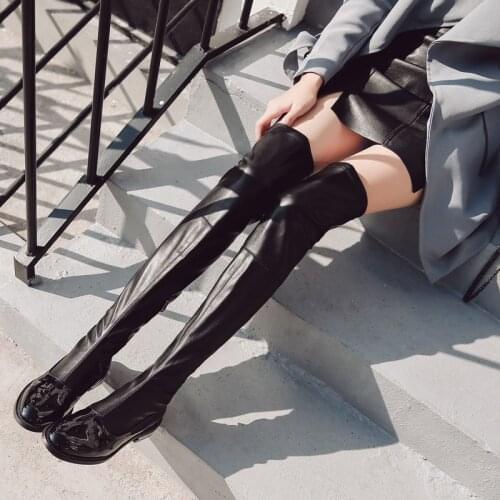 Koovan Womens Boots 2021 Thin Celebrity Boots Zipper Flat Boots Elastic Knight Show Thin Leg Knee-high Boots New Winter Boots