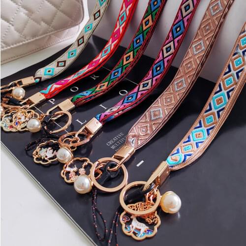 Mobile Phone Straps Vintage lanyard Fabric weaving Strap Wrist Rope Hanging Neck Rope For Mobile Phone Case Hanging Rope