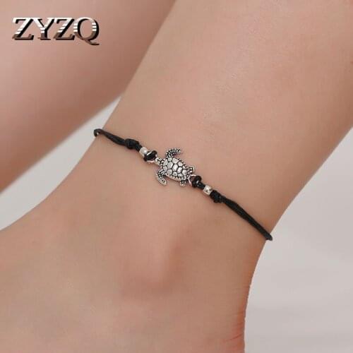 ZYZQ Bohemia Enthic Beach Accessories Anklets For Women With Cute Turtle Handmade Weaven Rope Anklets Wholesale Lots&Bulk