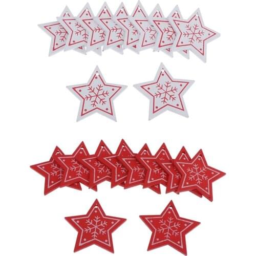 10Pcs Wood Christmas Tree Decoration Wooden Hanging Tags Wood Christmas Ornaments Wood Slice Craft Tree Star