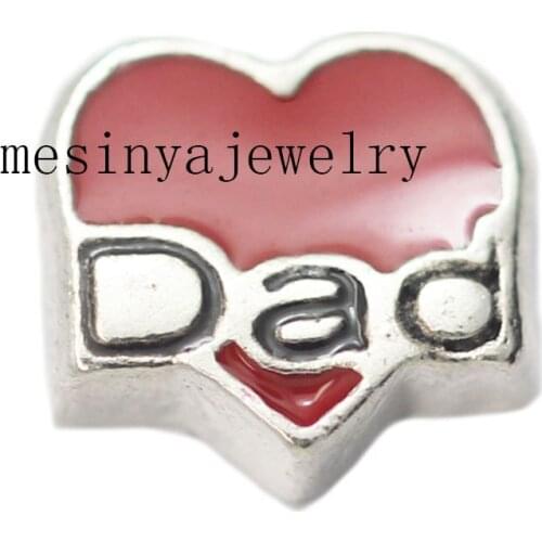 10pcs red color dad floating charms for glass locket Min amount $15 per order mixed items,FC-307
