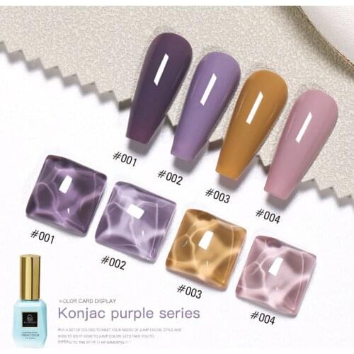 15ml 4-color Phototherapy Gel Taro And Purple Solid Color Diamond Nail Polish Small Set Of Lasting Glitter Nail Polish TSLM1