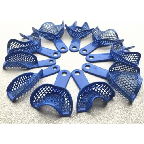 20pcs Blue Plastic-Steel Dental Impression- Trays Denture Model Materials Dental Supply free shipping
