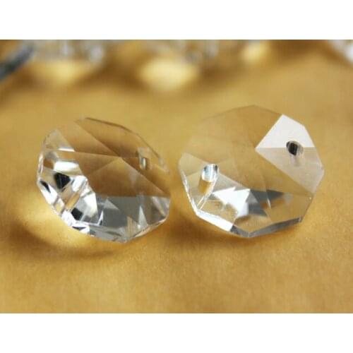 200PCS 14MM Clear Crystal Octagonal Beads Decoration Crystal chandelier Beads With 2 Holes