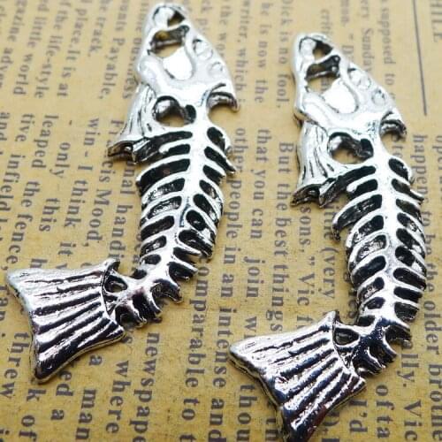 3 Pieces 18*52mm Antique Silver Color Fishbone Wicca Charms Pendant Accessory For DIY Jewelry Making