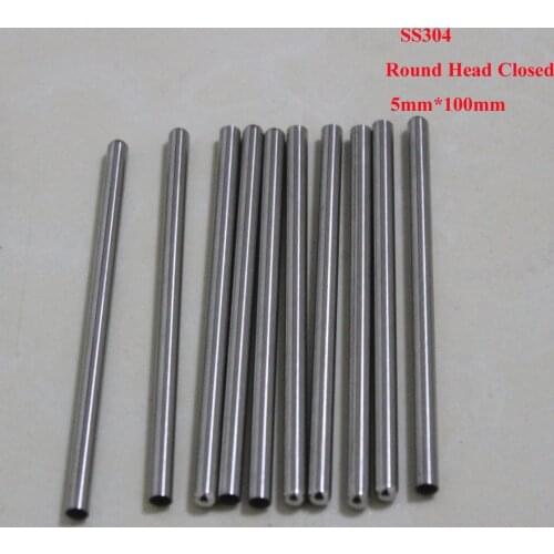 5mm*100mm SS304 One End Closed Stainless Steel Thermowell Thermocouple Protection Tube DIY Machine Tool Part 10pcs / lot