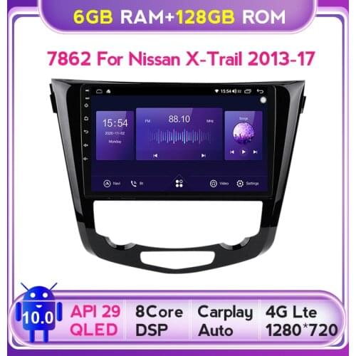 6+128G QLED Android 10.0 Car Muletimedia Player For Nissan X Trail 3 T32 2013 - 2017 Qashqai built in DSP carplay Auto Android