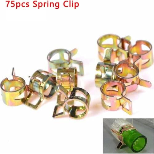 75pcs Color-Plated Zinc Elastic Hoop Spring Clip Hose Clamp with Box Furniture Hardware Accessories