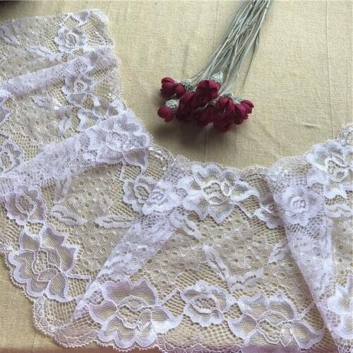 Applique Lace Fabric Accessories DIY Sewing Handmade for Wedding Dress New Wide Elastic Embroidery 18.5cm White Spandex