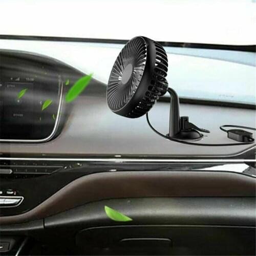 USB Suction-Cup Car Fan 3-Speed Adjustment 12V/24V Car Household Mini Fan Manually 360° Rotating Summer Cooling Fan Accessories