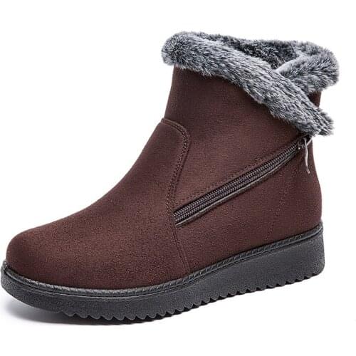 Velvet Winter Boots Women Lightweight Cotton Shoes Zip Up Ankle Bootie Girl Waterproof Warm Outdoor Shoes for Cold Weather