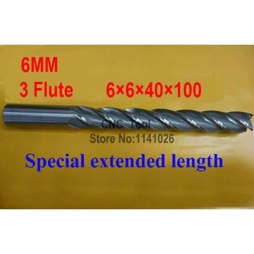 Free shipping 5pcs 6mm 3 Flute HSS & Special extended length Aluminium End Mill Cutter CNC Bit Milling Machinery Cutting tools