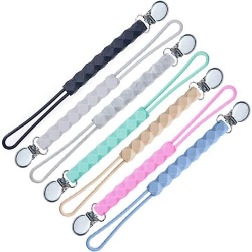 Chenkai 10pcs Silicone Hexagon Pacifier Clips Chain BPA Free DIY Baby Teether Pacifier Dummy Nursing Soother Sensory Jewelry Toy