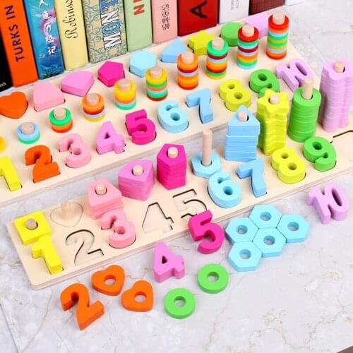 Preschool Wooden Montessori Toys busy board Counting Digital geometric training materials Educational Math Toy For Children Gift