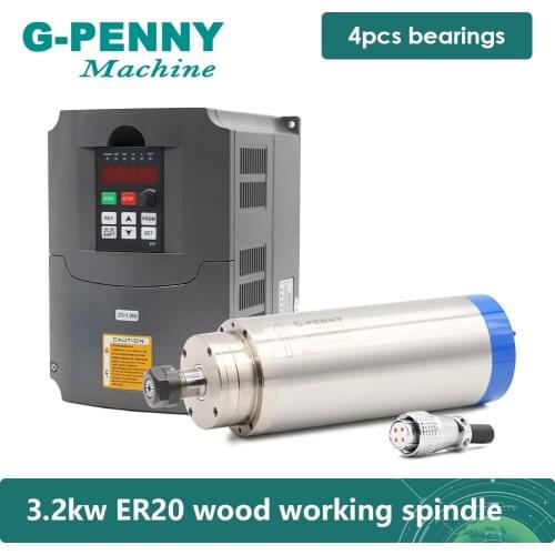 New Arrival! 3.2KW ER20 wood working spindle motor with FULLING 3.7KW Variable Frequency VFD 100MM bracket 75W pump