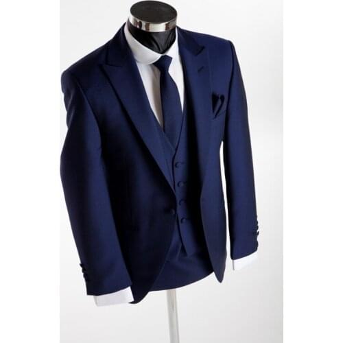 Brand New Mens Suits Groomsmen Peak Lapel Groom Tuxedos One Button Wedding Best Man Suit (Jacket+Pants+Tie+Vest) A40