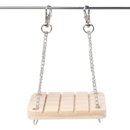 Pet Hamster Toys Wooden Swing Seesaw Rat Mouse Harness Parrot Hanging Suspension