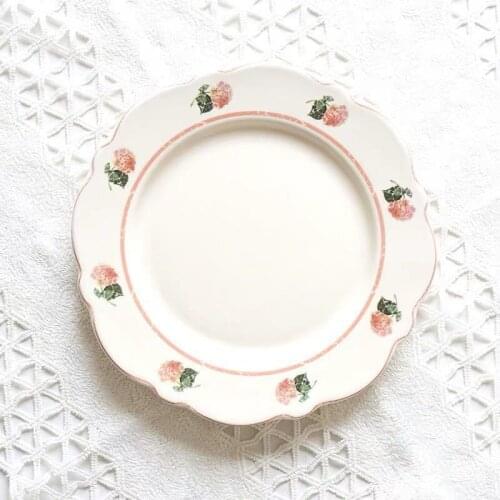 Ceramic Western Plate American Pastoral Vintage Rose Dessert Plate Wedding Decoration Plate