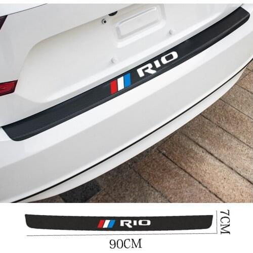 For KIA RIO 2 3 4 5 X-Line Car-Styling Accessories Carbon Fiber Car Rear Bumper Trunk Plate Tail Lip Protection Leather Stickers
