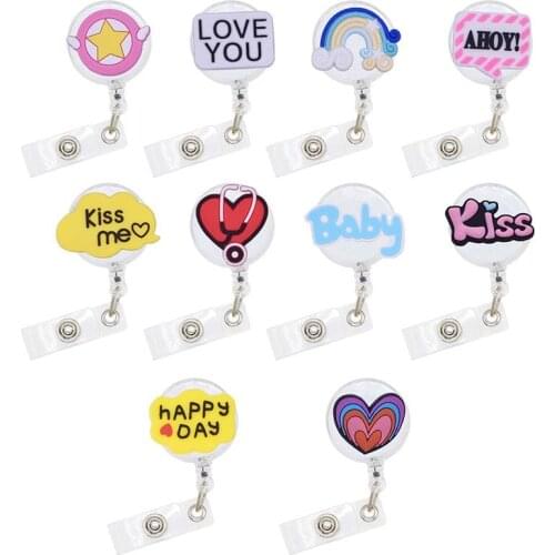 Creative "Kiss Me" Silicon Retractable Badge Reel Hospital Nurse Doctor Student Exhibition ID Card Clips Badge Holder Stationery