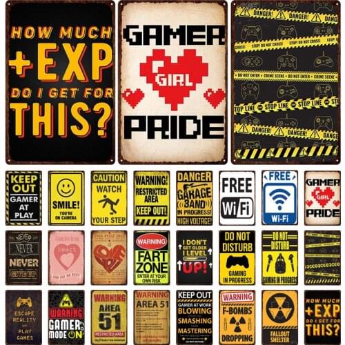 Public Place Metal Wall Art Plaque Free Wifi Caution Your Step Vintage Plate Metal Tin Sign Poster for Shop Public Decor