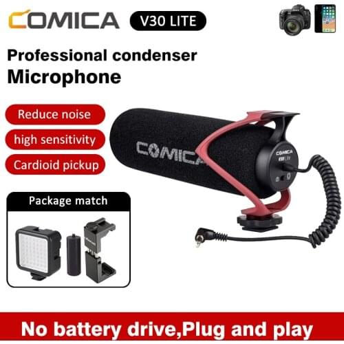 Comica CVMV30 LITE Video Shotgun Microphone Super-Cardioid Condenser On-Camera Mic for Nikon Canon Sony iPhone Huawei Smartphone