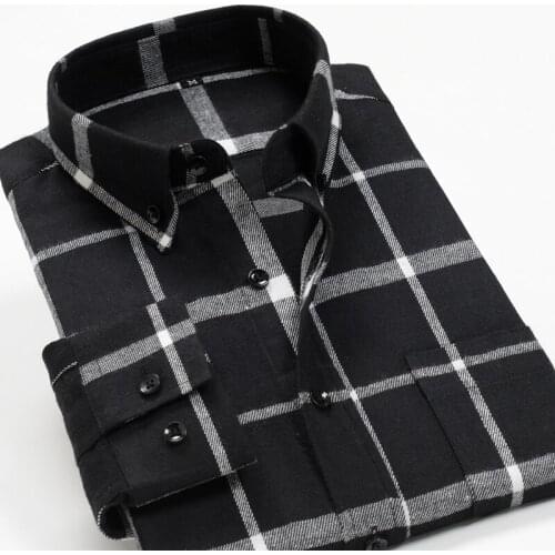 Mens Button Down Long Sleeve Cotton Performance Palid Shirt 2021 New Arrivals Four Seasons Casual Fat Oversized Button shirt