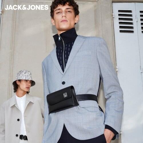 JackJones Mens Business Casual Slim Fit Plaid Notched Collar Blazer|220108512