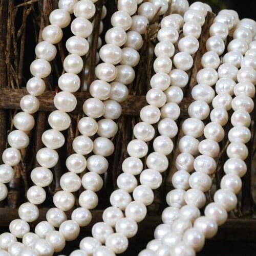 Natural white freshwater pearl 7-8mm nearround high grade loose beads diy women fashion jewelry making 15 inches 52pcs MY2008