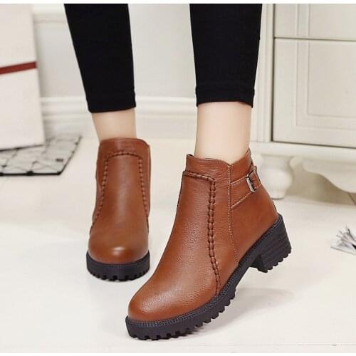 Autumn Boots Women Vintage Leather Ankle Short Casual Botas Non-SlipWestern Boots Cowboy Boots Motorcycle Pour Women 457