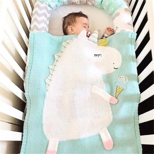 Unicorn Swaddle Newborn Knitted Christmas INS Kids infantial Child Mat Baby wrap Kids quilt Blanket Animal Carpet Warm