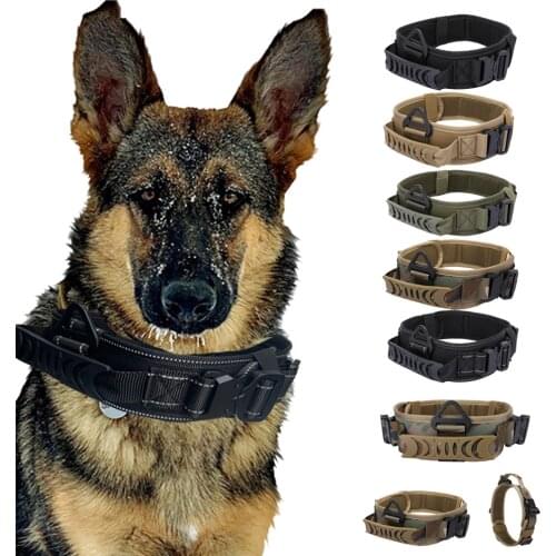 Dog Collar Adjustable Tactical Dog Collar Djustable Nylon K9 Military Dog Collar with D-Ring for Medium Large Dogs