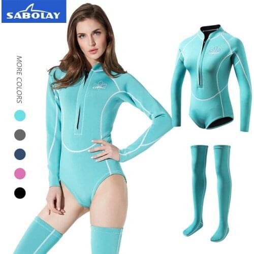 SABOLAY Wholesale New Adult Siamese Wet Diving Suit Snorkeling Suit Women With Diving Stockings 2MM CR Neoprene QVL1901