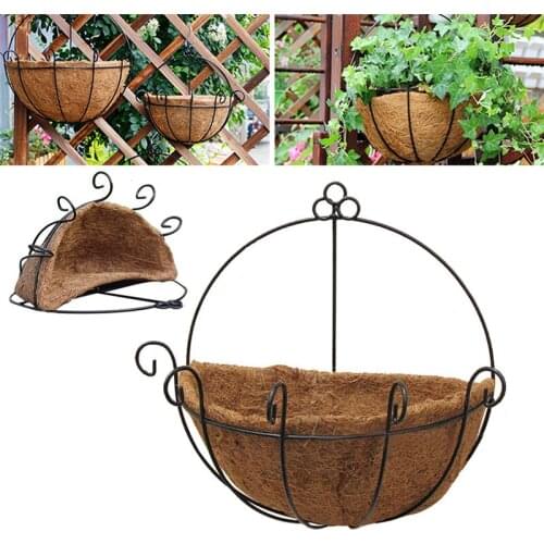 Garden Half Round Planter Wall Hanging Planting Pot Garden Basket Creative Coconut Design Chain Planter Basket Garden Home Decor