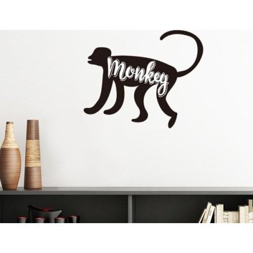 Monkey Black And White Animal Silhouette Removable Wall Sticker Art Decals Mural DIY Wallpaper for Room Decal