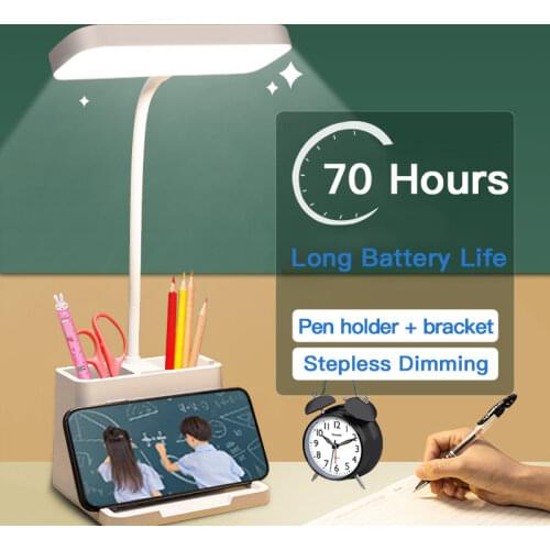 Creative Pen Holder Desk Lamp Student Dormitory Study Eye Protection LED Reading Light Bedroom Charging And Dimming Night Light