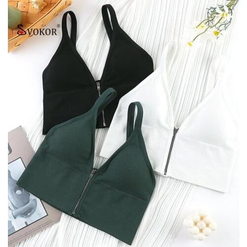 SVOKOR Sexy Zipper Crop Tops Tube Top Women Lingerie Streetwear Sleeveless Camisole Wireless Sports Comfortable Tank