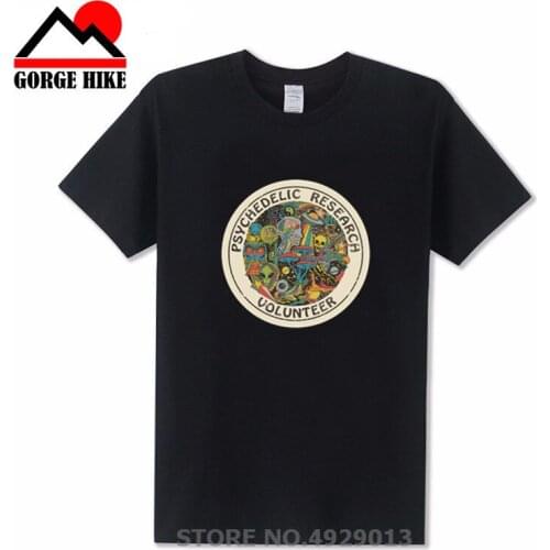 Funny Mens T Shirt Psychedelic Research Center Looking for Volunteers Flat-earth Society Alien Ufo Artsy Printed Baseball Tee