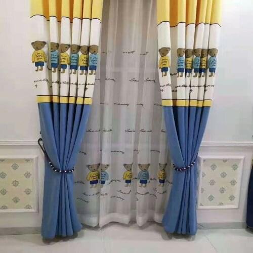 Curtain for living dining room bedroom Boys Girls Explosive Cartoons, Anime, Cute New Products, Childrens Room, Bear Embroidery